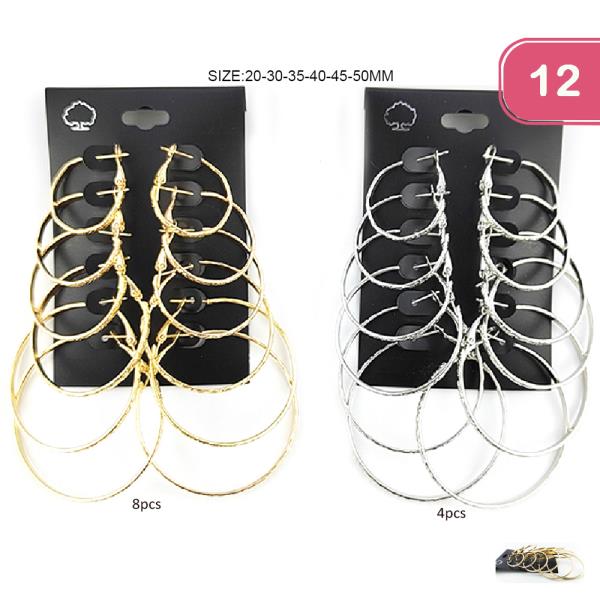 Metal Hoop Earring Set (12 Units)