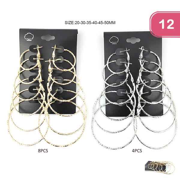 Metal Hoop Earring Set (12 Units)