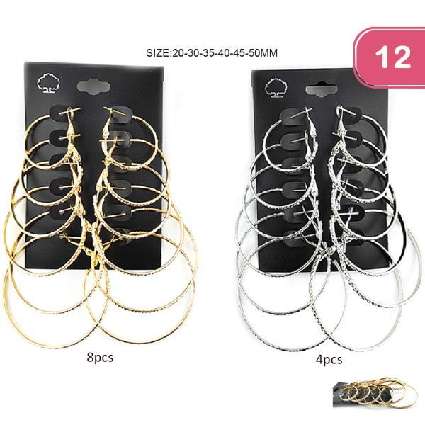 Metal Hoop Earring Set (12 Units)
