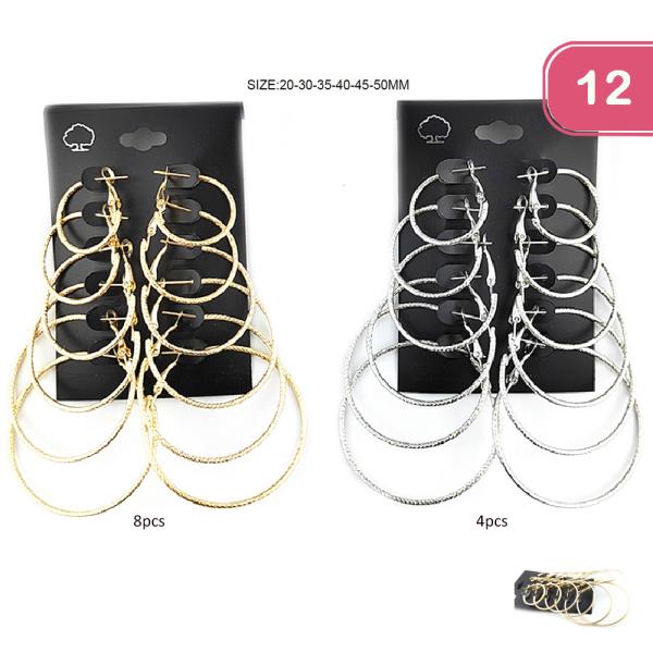 Metal Hoop Earring Set (12 Units)