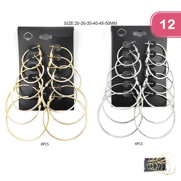 Metal Hoop Earring Set (12 Units)
