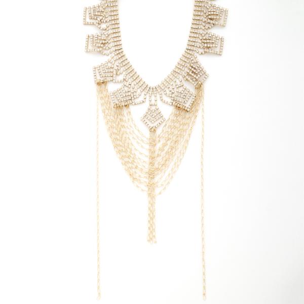 Greek Pattern Crystal Chain Layered Necklace