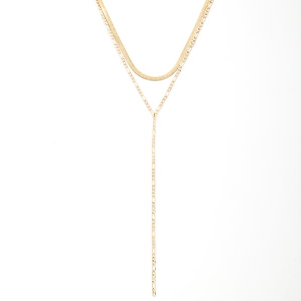 Figaro Link Flat Snake Chain Y Shape Necklace