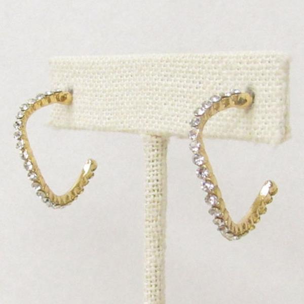RHINESTONE HALF HOOP EARRING