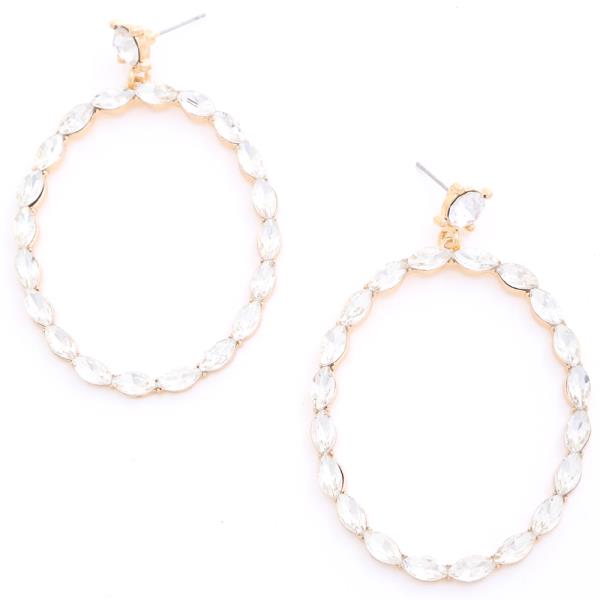 Rhinestone Oval Dangle Earring