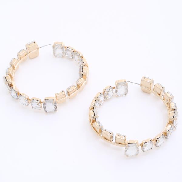 CRYSTAL STONE HOOP EARRING