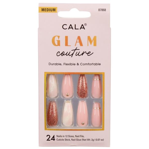 CALA Glam Coffin Blush Marble Nail Decoration Set