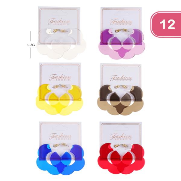 Color Flower Shape Earring (12 Units)