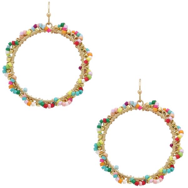 Circle Seedbead Wrapped Earrings