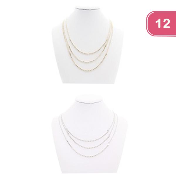 3 LAYERED RHINESTONE NECKLACE (12 UNITS)