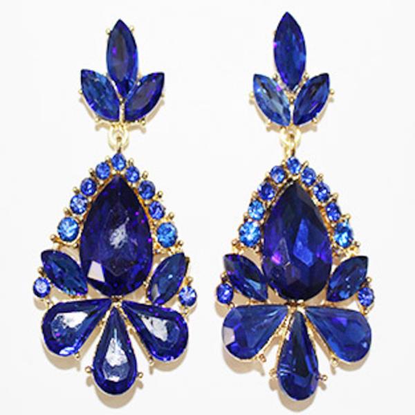 Wide Teardrop Stone Evening Dangle Earring