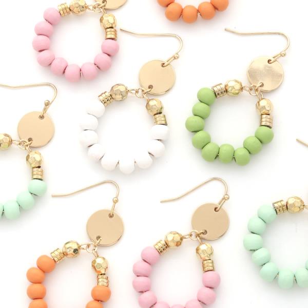 Wood Metal Texture Circle Earring