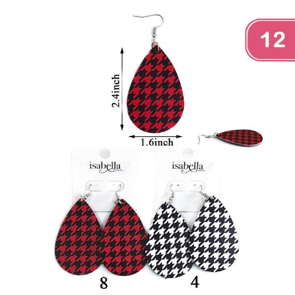 Plaid Leather Earring (12 Units)