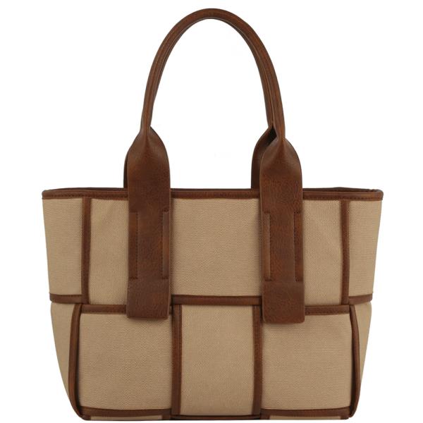 Modern Two Tone Pattern Design Handle Tote Bag