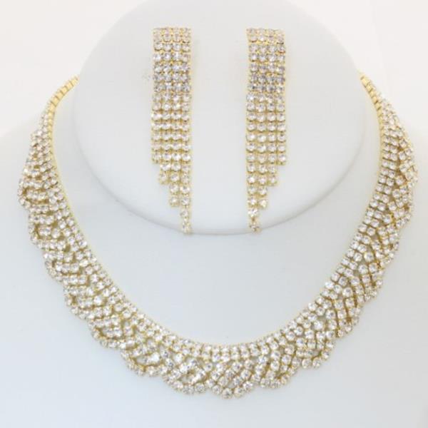 Rhinestone Necklace Earring Set