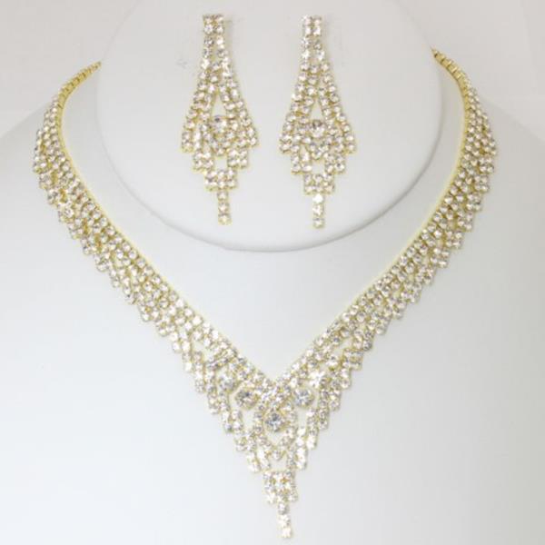 Rhinestone Necklace Earring Set