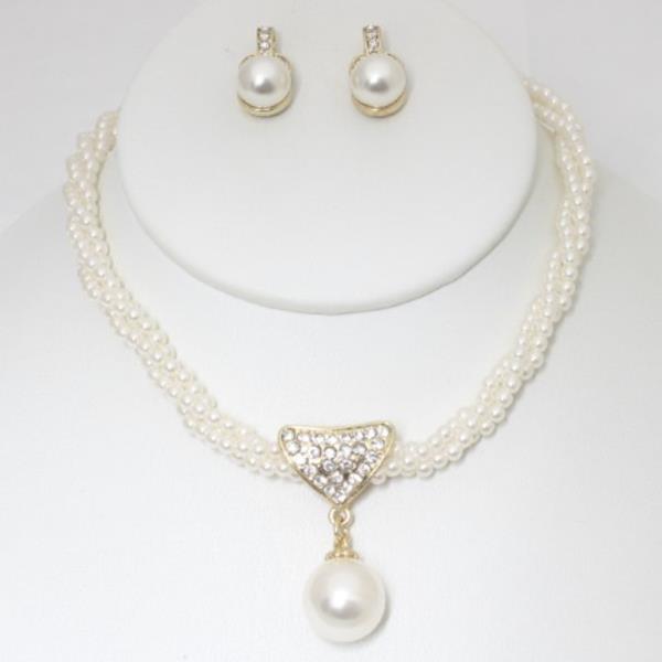 Pearl Necklace Earring Set