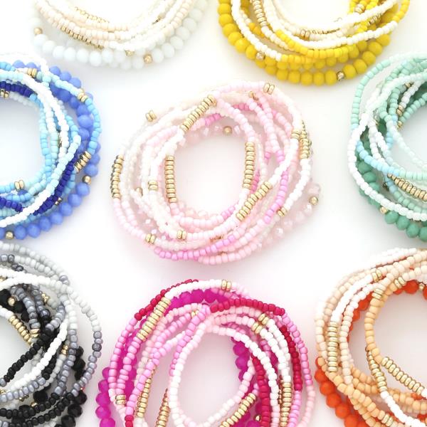 Multi Row CCB Bead Stretch Bracelet