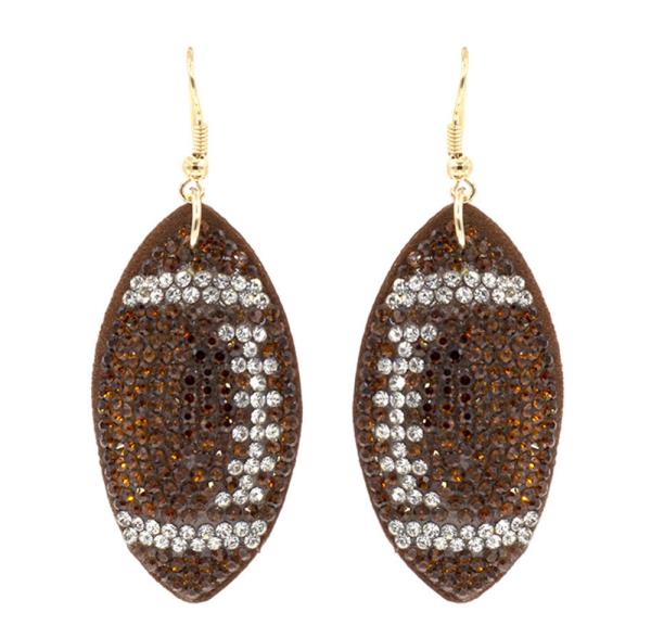 BLING FOOTBALL DANGLE EARRING