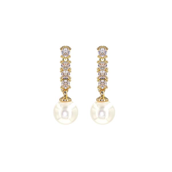 Cubic Zirconia Pearl Drop Earring