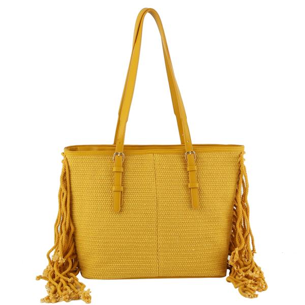 Texture Side Tassel Tote BG