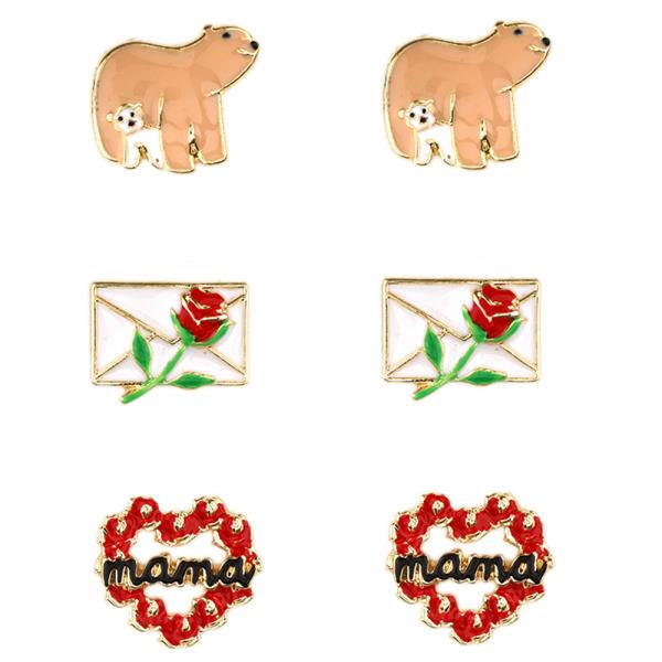Mama Color Metal Earring Set