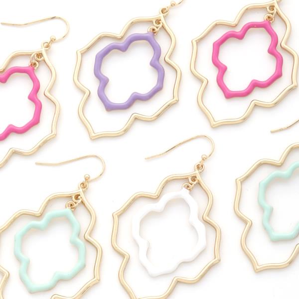 Double Flower Shape Color Epoxy Accent Earring
