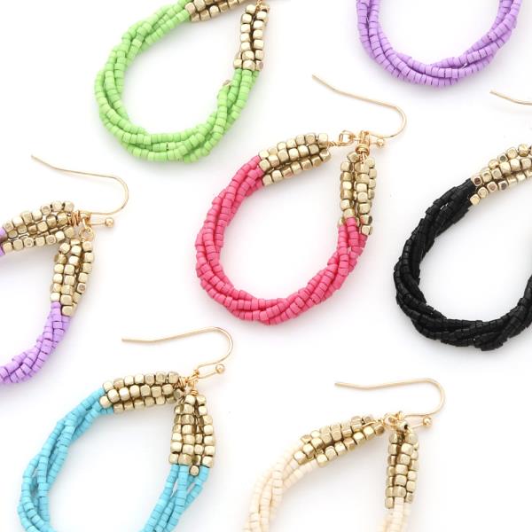 Seed Bead Twist Teardrop Earrings