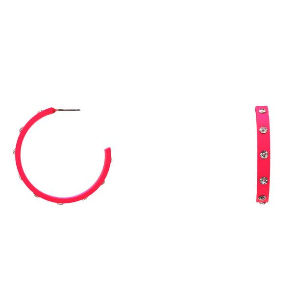 RHINESTONE EDGE OPEN HOOP EARRING
