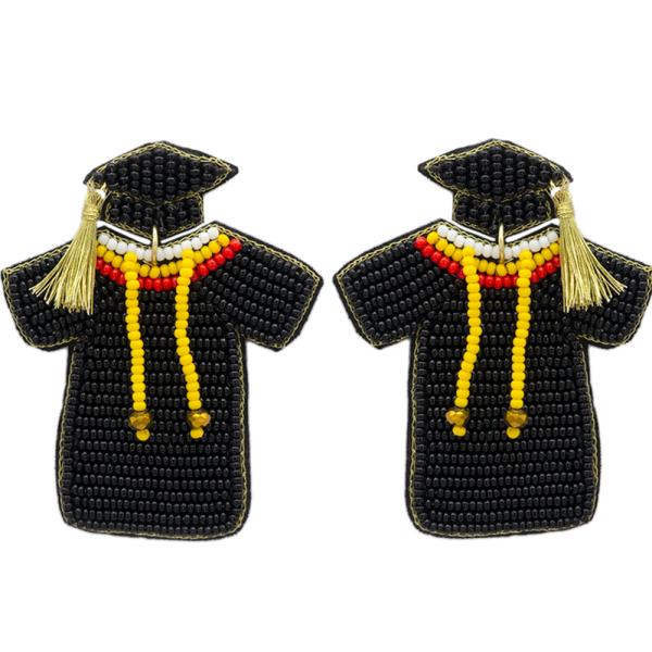Cap and Gown Seed Bead Dangle Earring
