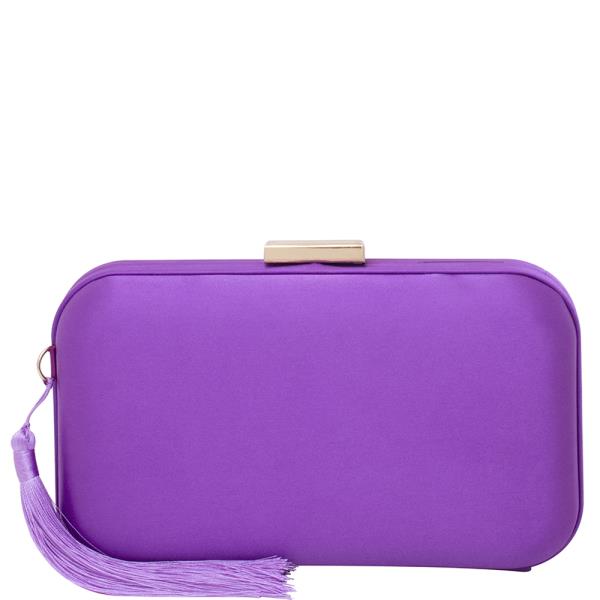 Smooth Satin Color Tassel Clutch Bag