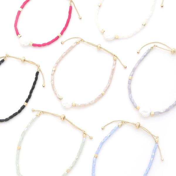 Pearl Beaded Slide Adjustable Bracelet