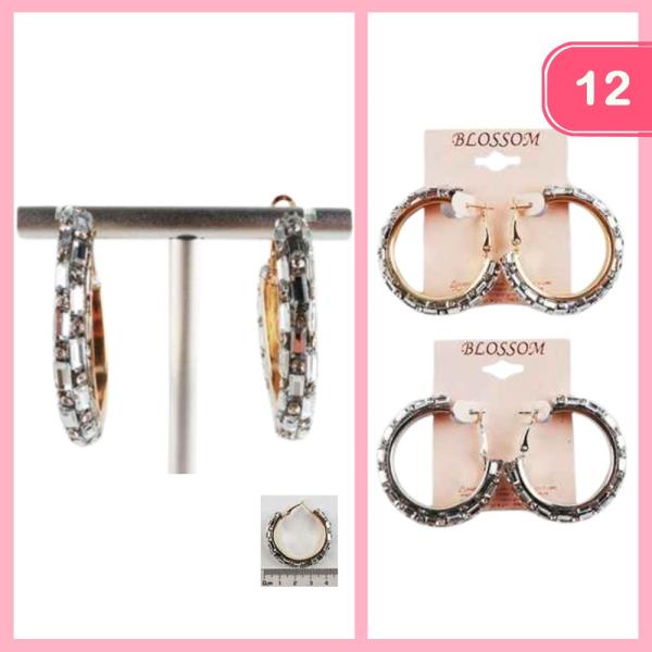 Rhinestone Metal Earring (12 Units)
