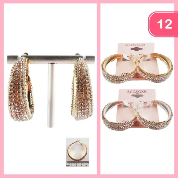 Rhinestone Metal Earring (12 Units)