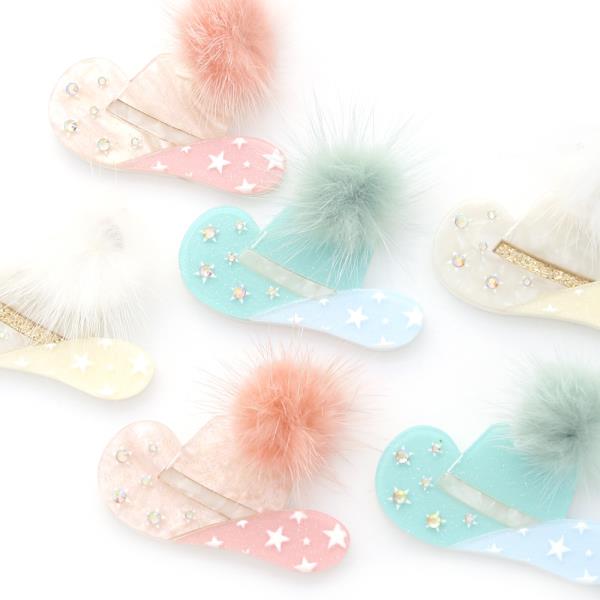 Acetate Western Style Pom Pom Hat Earring