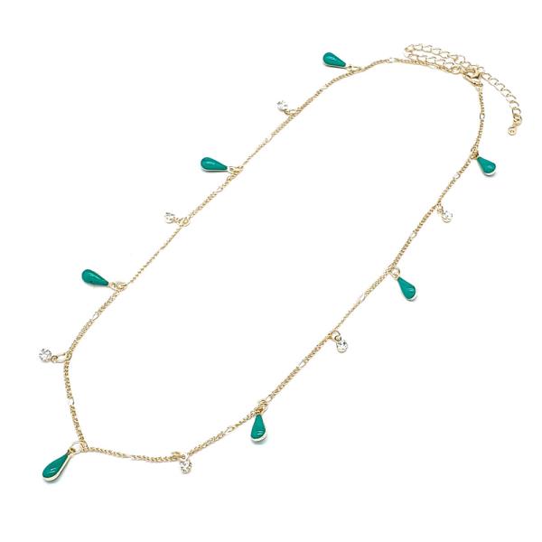 Dainty Teardrop Station Necklace