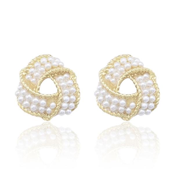 Round Pearl Knot Post Earring