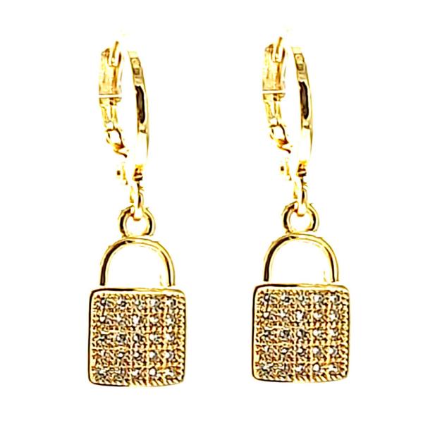 Lock Charm Hoop Dangle Earring