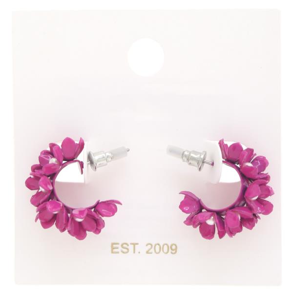 Flower Edge Open Hoop Earring