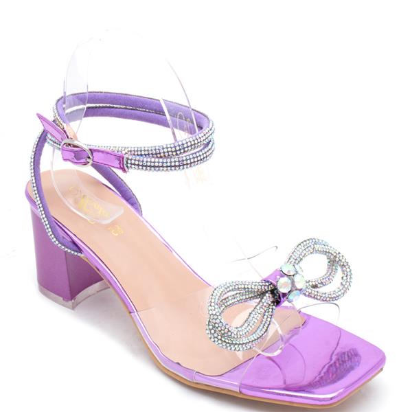Low Heel Rhinestone Bow W Legwrap (12 Pairs)