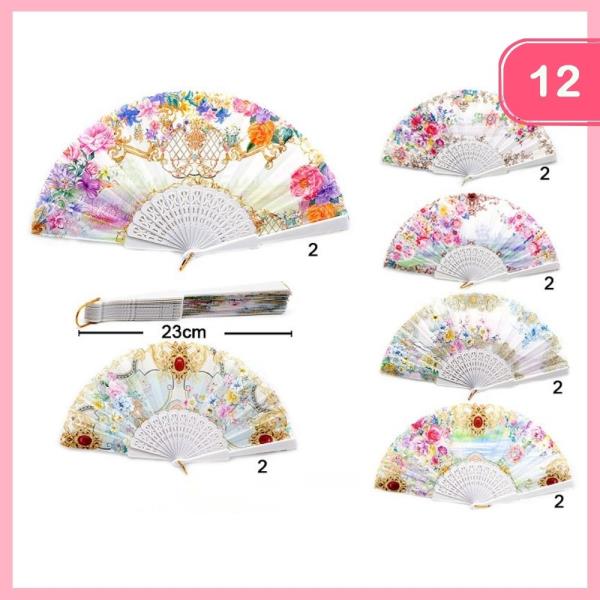 Floral Folding Hand Fan (12 Units)