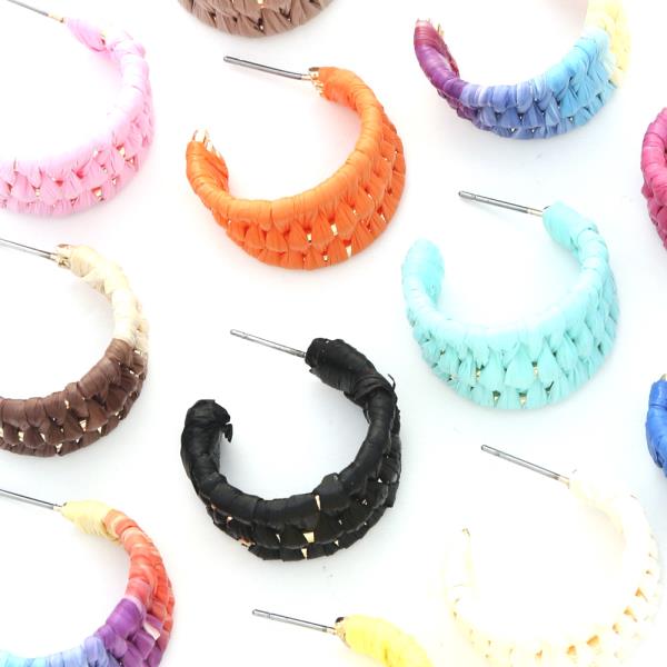 Raffia Braided Open Hoop Earring