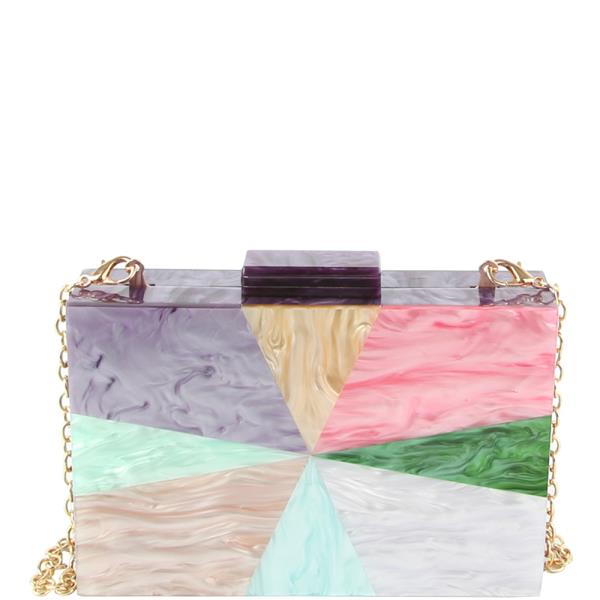 Multi Color Marble Design Crossbody Clutch Bag
