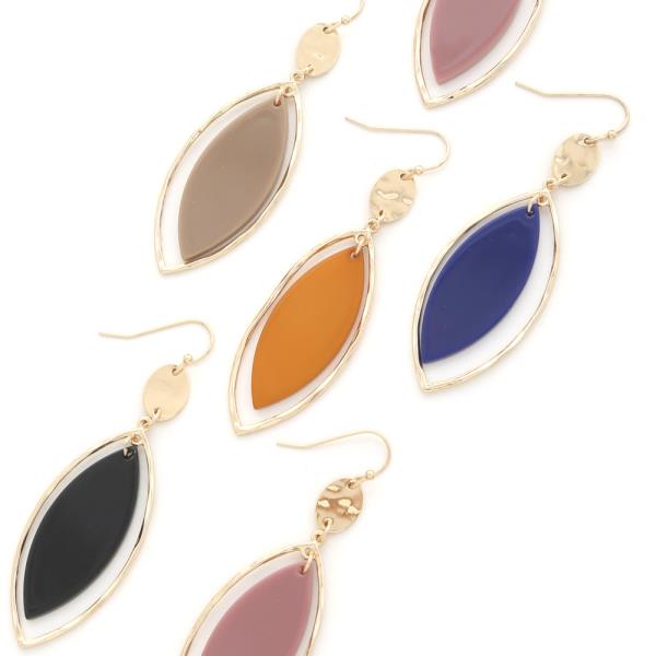 Acetate Metal Marquise Earring