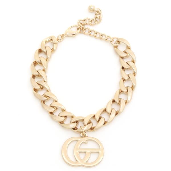 Double Circle Curb Link Metal Bracelet