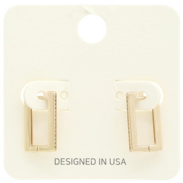 Rhinestone Edge Rectangle Earring