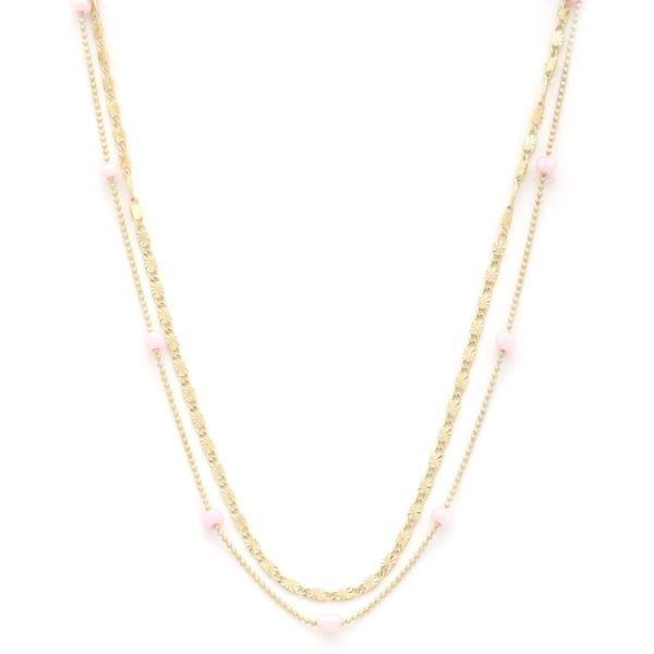 Epoxy Ball with Double Chain Necklace