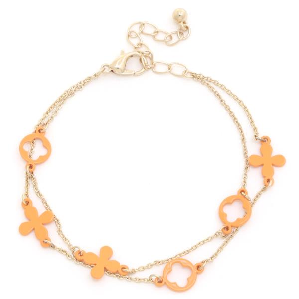 Flower Cut Out Moroccan Shape Layered Bracelet