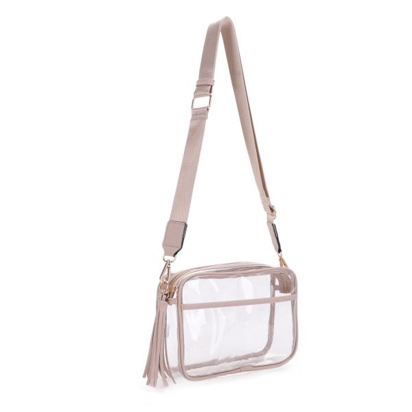 CLEAR SQUARE BOX SHAPE TASSEL ZIPPER CROSSBODY BAG