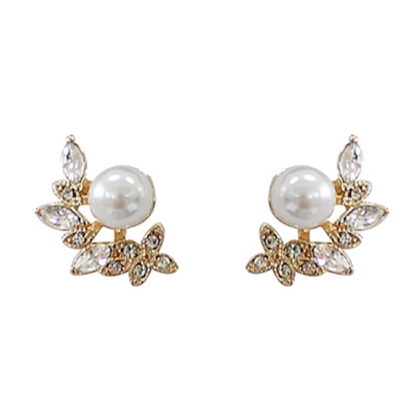 Pearl Flower Leaf Earring